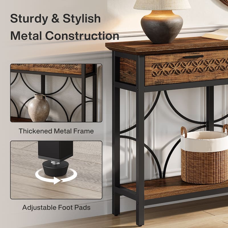 70.9 Inches Console Table with Drawers for Entryway