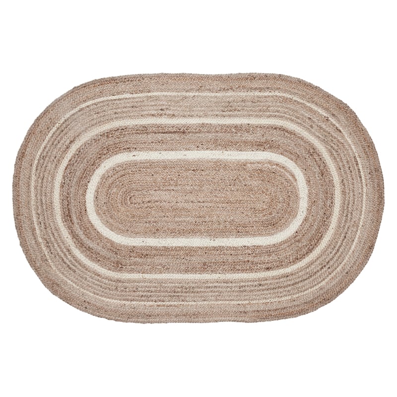 Natural & Creme Jute Rug Oval w/ Pad 36x60 - 3'6"