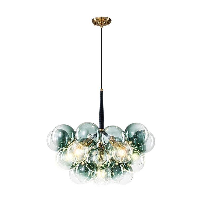Glam Art Deco Cluster Glass Globe Green Bubble Chandelier