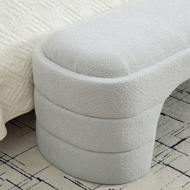 65"W Chenille Upholstered End of Bench ,Entryway Shoe Bench,FootStool Ottoman for Bedroom, Living Room