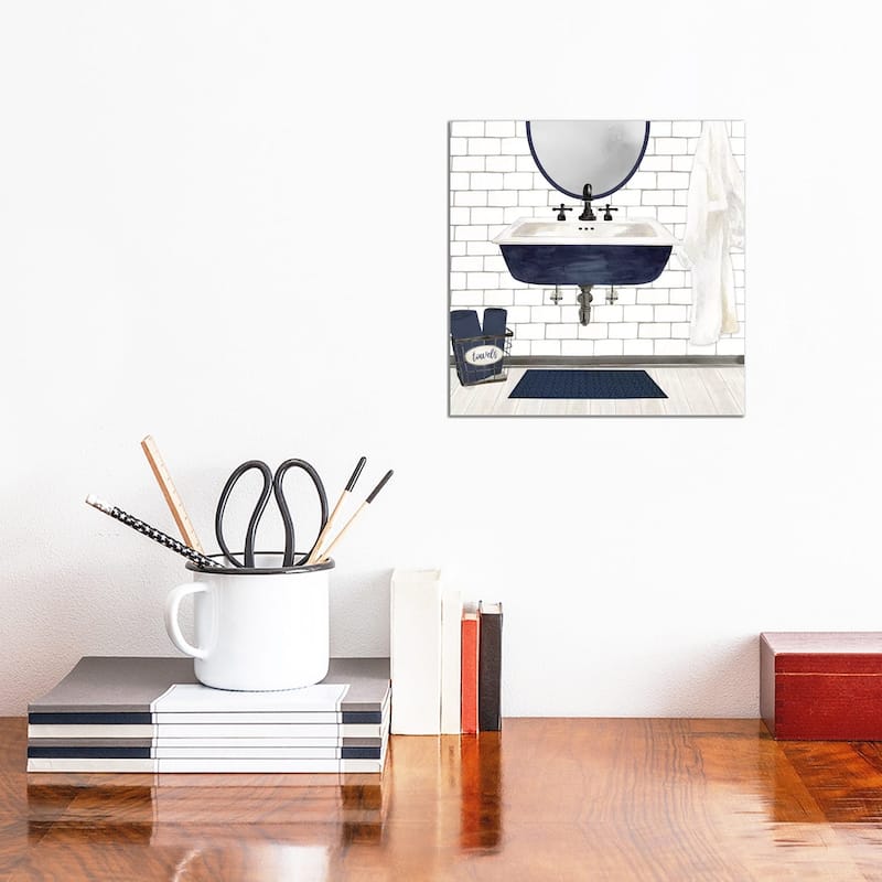 iCanvas "Farmhouse Bath II Navy-Sink" by Tara Reed Canvas Print - 12x12x0.75