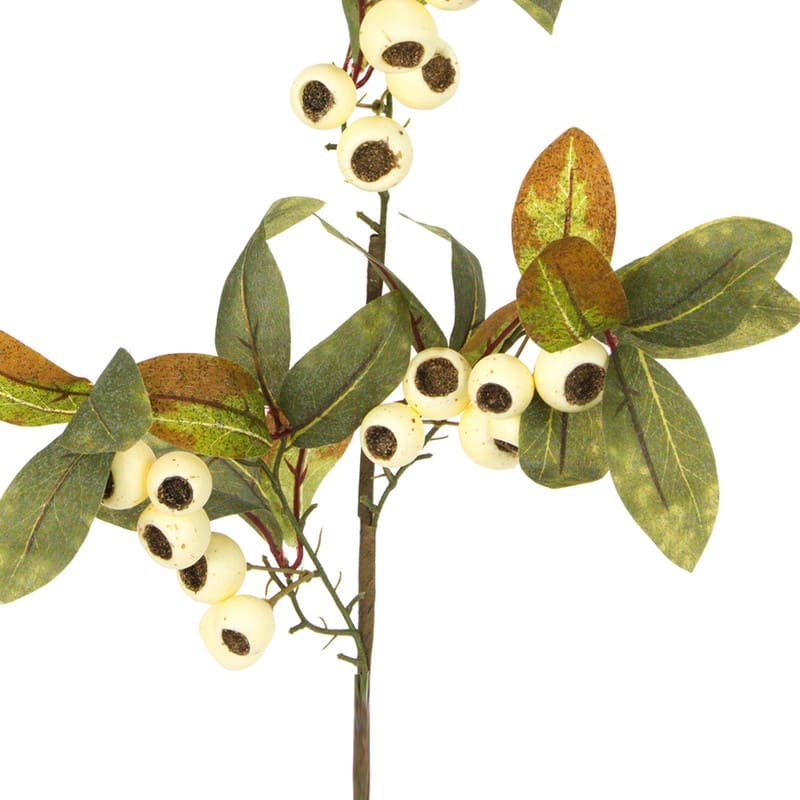 Realistic faux 29 Inch Loquat Fruit Spray Fall decor, Set of 2 - N/A - White