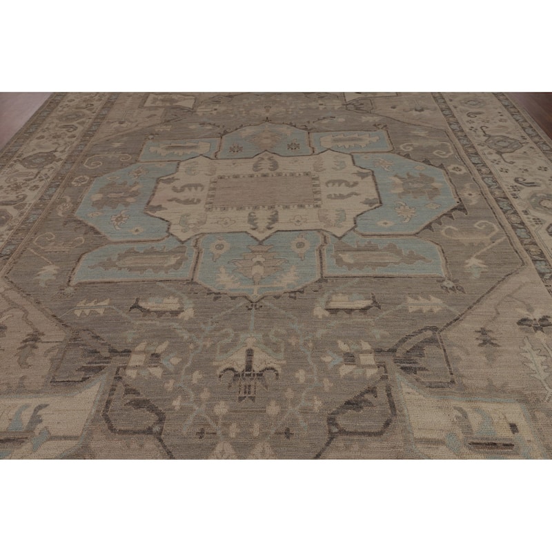 Vegetable Dye Oushak Turkish Rug Handmade Transitional Wool Carpet - 9'11"x 13'10"