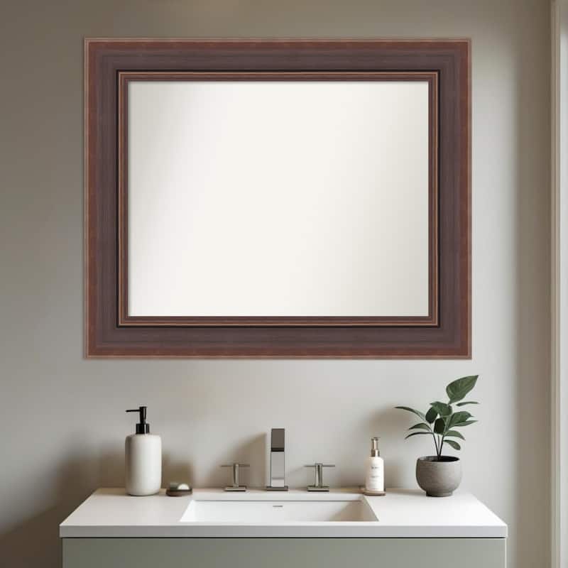 Moab Brown Bronze Non-Beveled Framed Bathroom Vanity Wall Mirror - Moab Brown Bronze