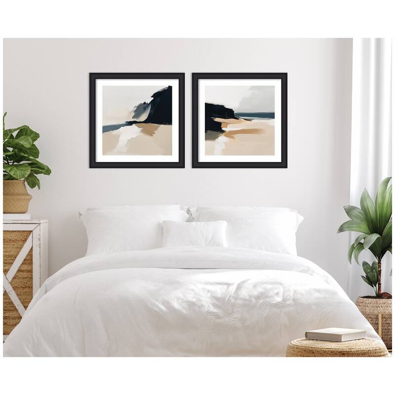 Kate and Laurel Coastal Sand Modern Abstract 1 & 2 2 Piece Framed Wall Art Print Set by The Creative Bunch Studio