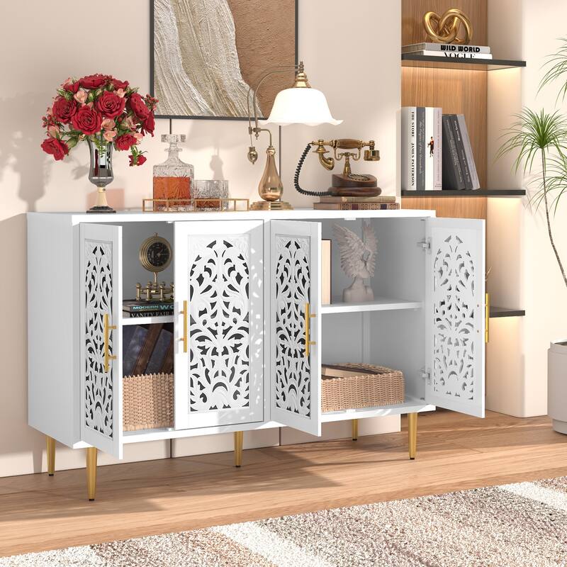 48" Hollow Carved Sideboard Buffet Cabinet