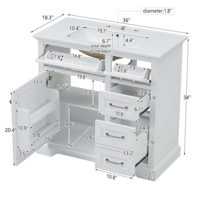 Bathroom Vanity Set with Ceramic Undermount Sink