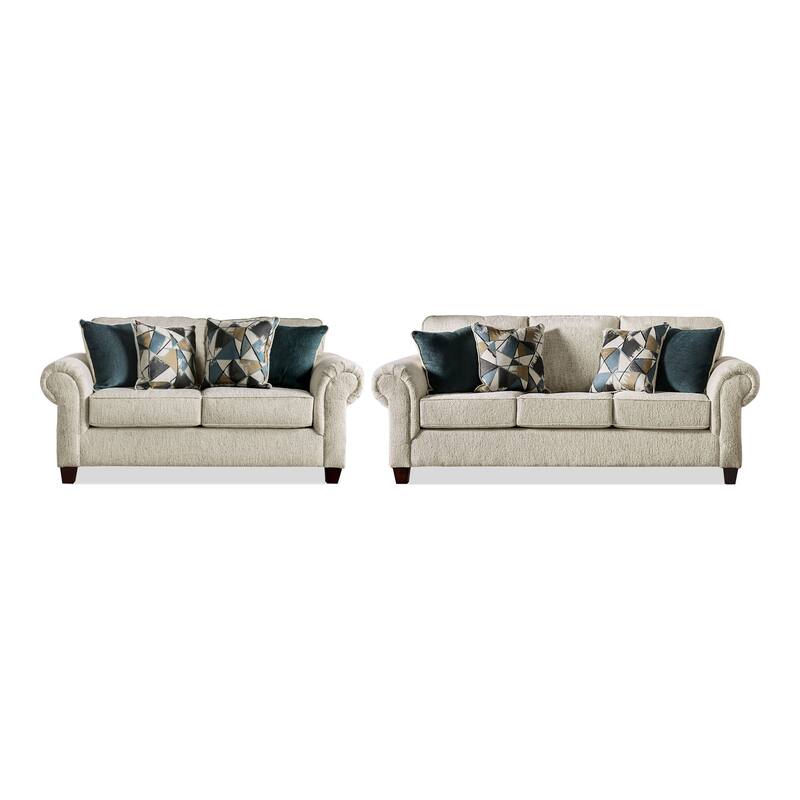 Mecia Transitional Chenille Rolled Arms 2-Piece Sofa Set by Furniture of America