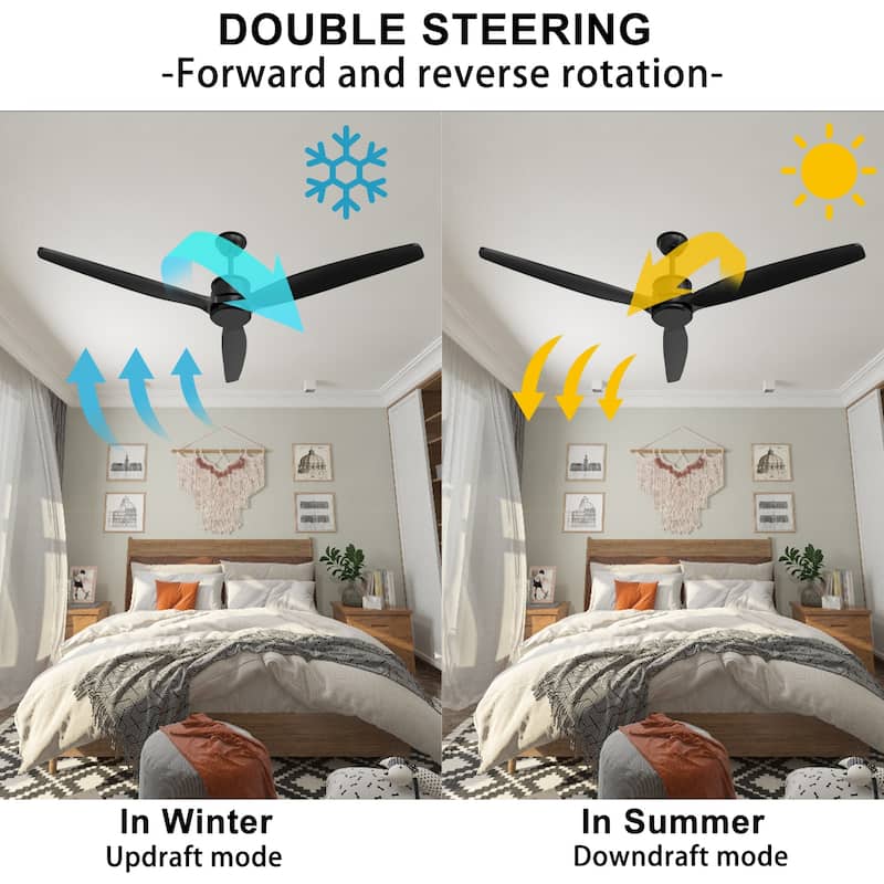 Wood Ceiling Fan with Lights Remote Control,6 Speed DC Motor,3 Blade - 59"