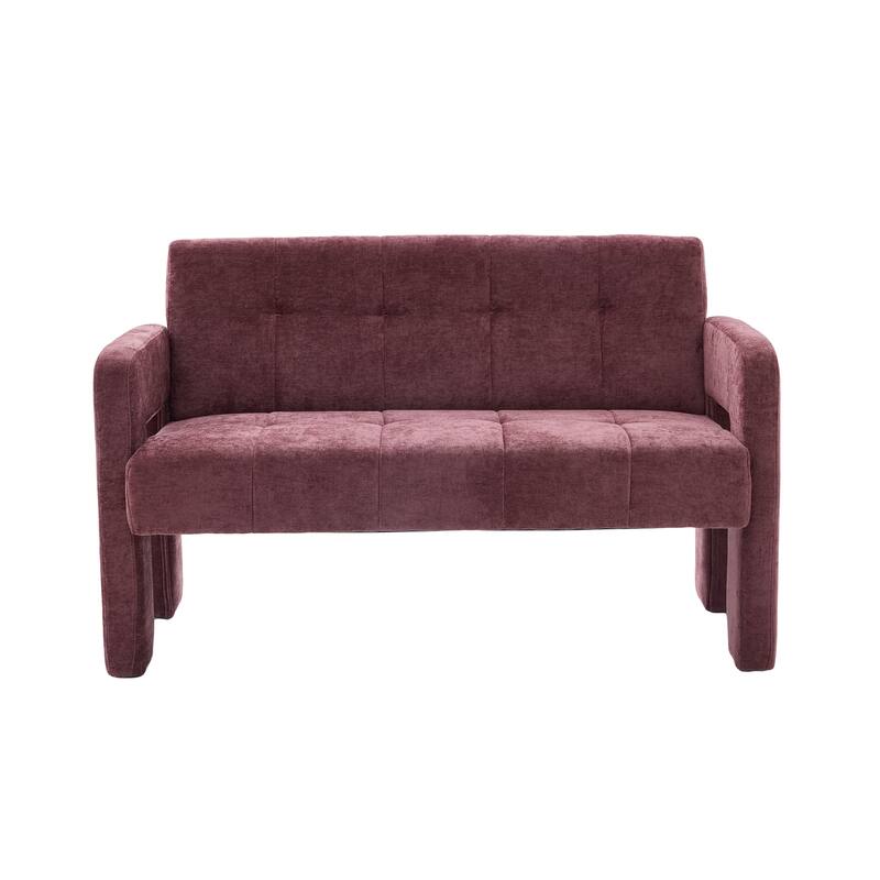 HOMEFUN Chenille Upholstered Tufted Comfortable Wood Frame Loveseats Sofa with Dual Armrests