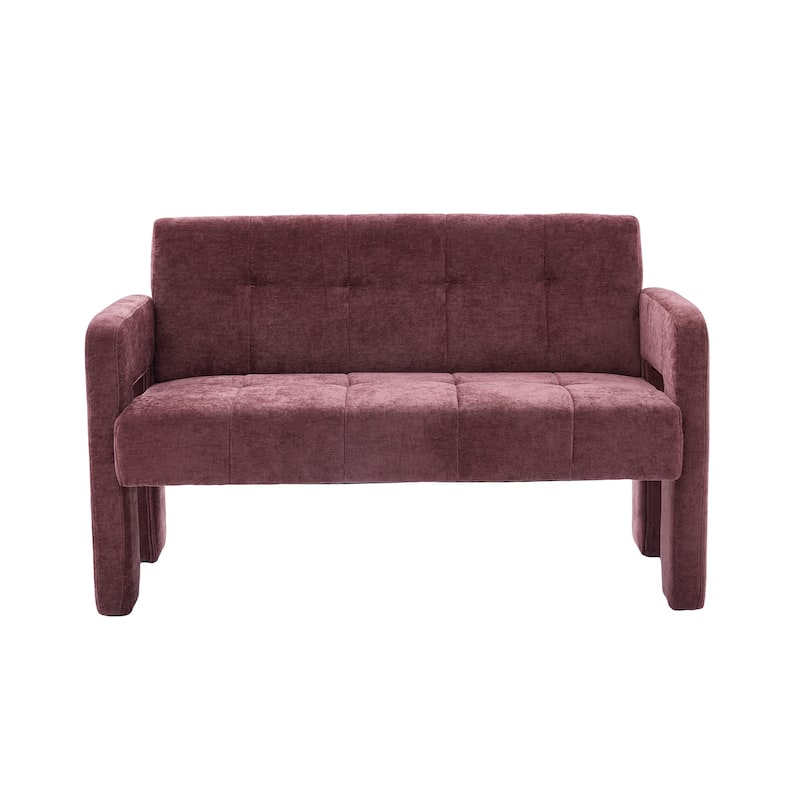 Modern 2-Seater Sofa Armchair with Chenille Fabric, for Living Rooms, Bedrooms, Lounges and Reading, Wine Red