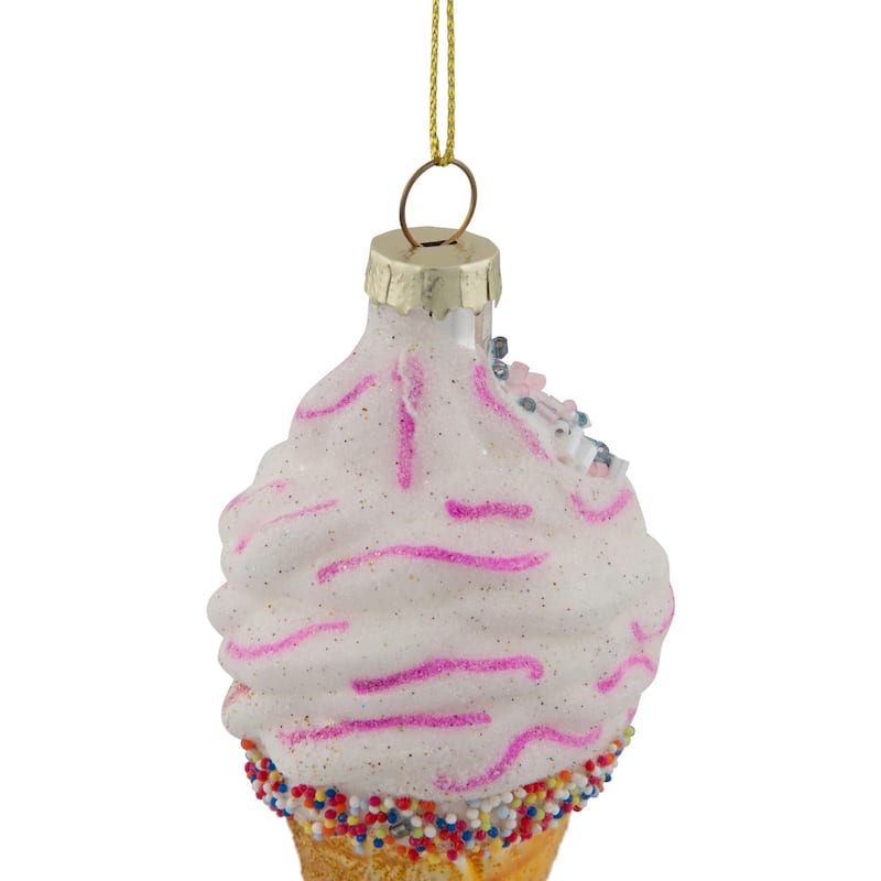 4" Vanilla Ice Cream Cone Glass Christmas Ornament