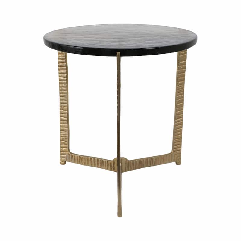 Side Table - Glass Top on Textured Metal Base, 22"