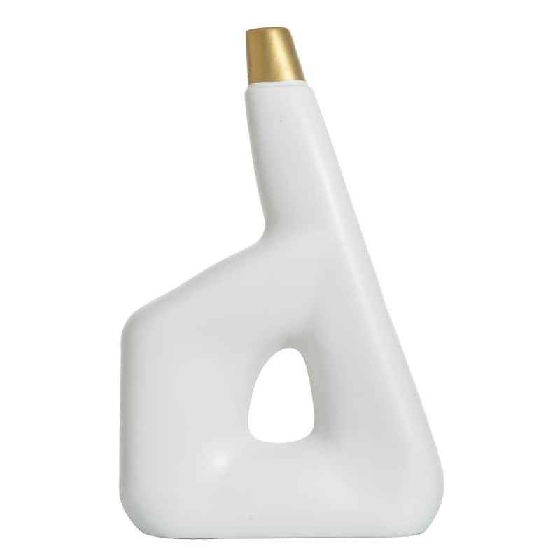 StyleCraft Norman Wyatt Home - Metallic Gold Matte White - 22" Ceramic Vase - Gold