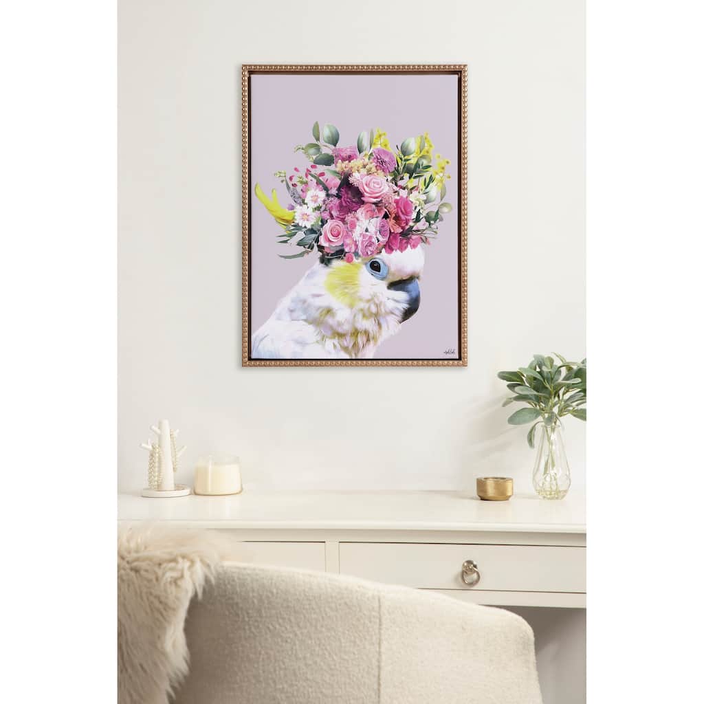 Kate and Laurel Sylvie Beaded Pretty Bird Canvas by Inkheart Designs