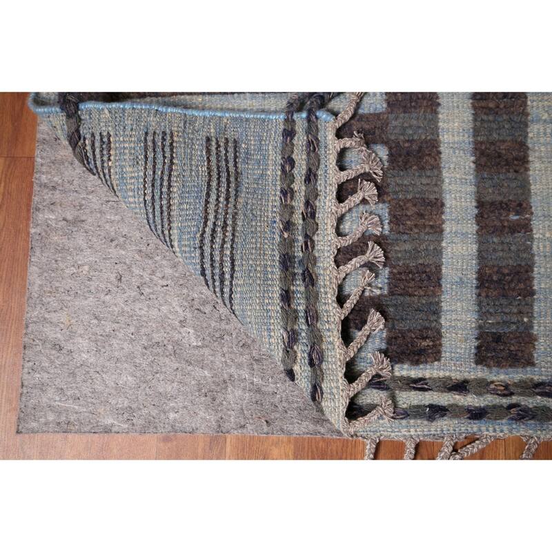 All-Over Checkered Moroccan Oriental Area Rug Hand-Knotted Wool Carpet - 8'10"x 12'7"