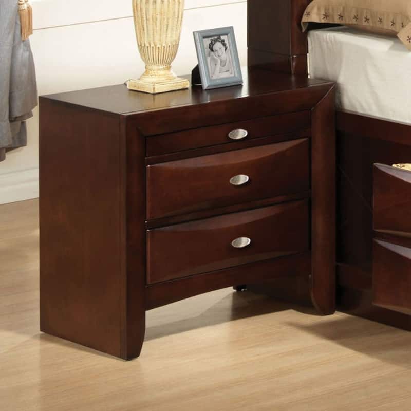 Wooden Nightstand with 2 Drawers and 1 Tray