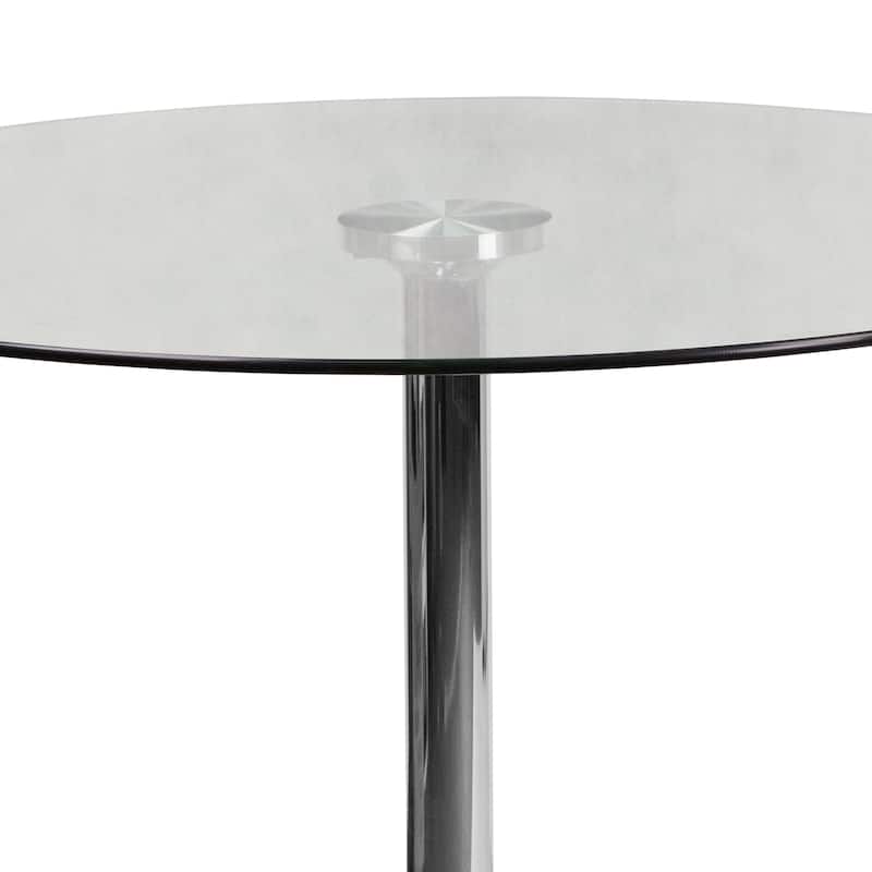 39.25" Round Glass Table with 29"H Chrome Base - 39.25"W x 39.25"D x 29"H
