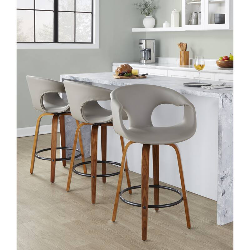 Carson Carrington Saurya 26" Fixed-Height Counter Stool with Bent Wood Legs & Round Footrest (Set of 2)