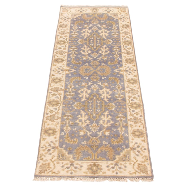 ECARPETGALLERY Hand-knotted Royal Oushak Grey Wool Rug - 2'6 x 7'8
