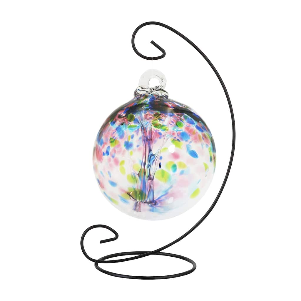 Tree Of Life 6In Hope Hand Blown Glass Ball With Stand