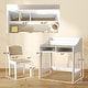 preview thumbnail 11 of 14, Qaba Kids Desk and Chair Set, Children Study Table with Storage and Shelves, Student Writing Desk, Natural Wood