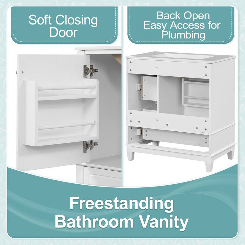 30"Freestanding Bathroom Vanity with Ceramic Sink