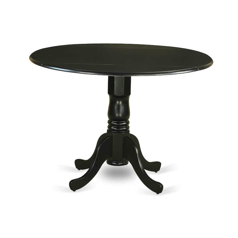 HomeStock 5-Piece Black Finish Solid Wood Top Dining table with 4 Chairs with Drop Leaf Slat Back