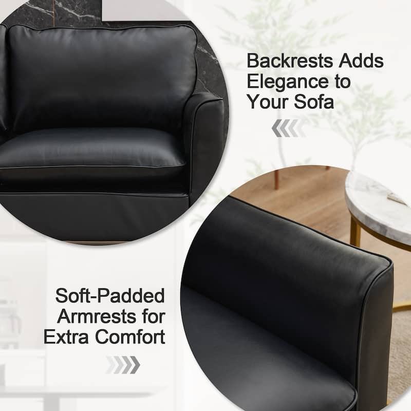 57" Faux leather Loveseat Sofa with Metal Legs