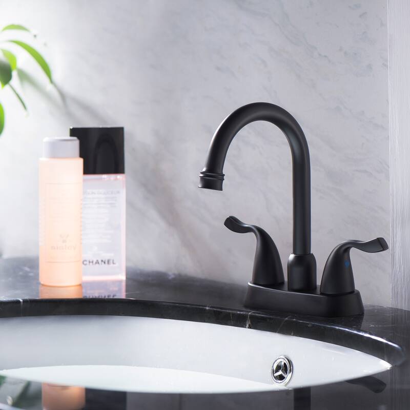 Modern 2 Handle Bathroom Sink Faucet with Pop-Up Drain and 2 Water Supply Lines, Anti-Corrosion and Scratch Resistant