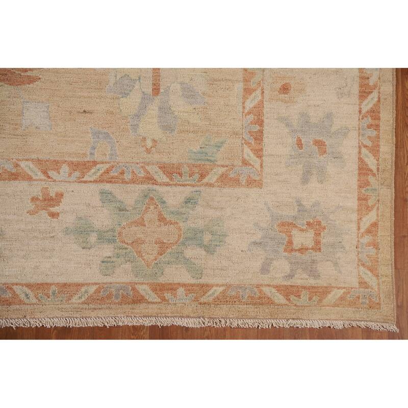 Floral Oushak Turkish Rug Hand-knotted Wool Carpet - 9'2"x 11'9"