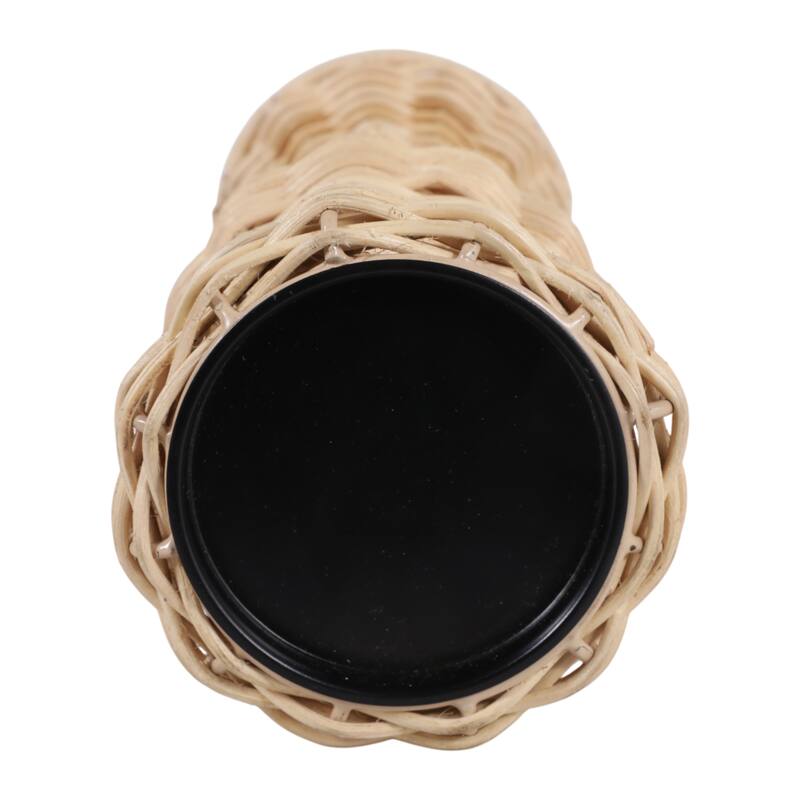 Candle Holder - Brown Metal Handwoven Raffia Pillar