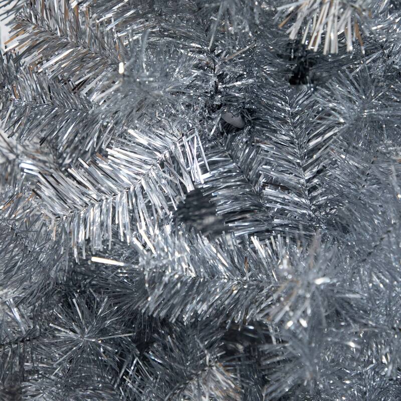 Medium Silver Tinsel Santa’s Hat Christmas Tree - 5’ - Unlit