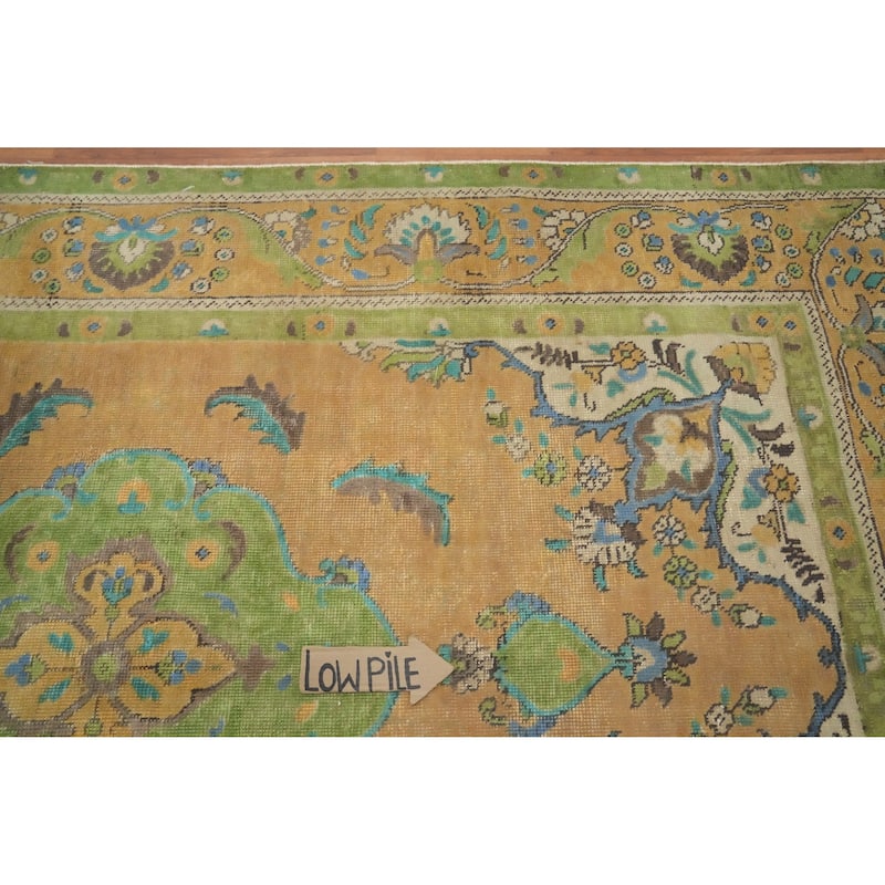 Hand Knotted Oriental 100% Wool Carpet Traditional Floral Oranges & Rust Tabriz Area Rug - 9' 4'' X 6' 2''