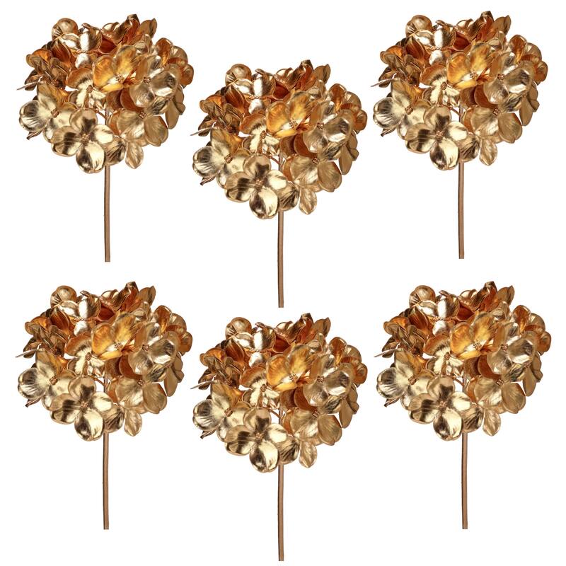 14" Metallic Hydrangea Pick Set of 6 - 14