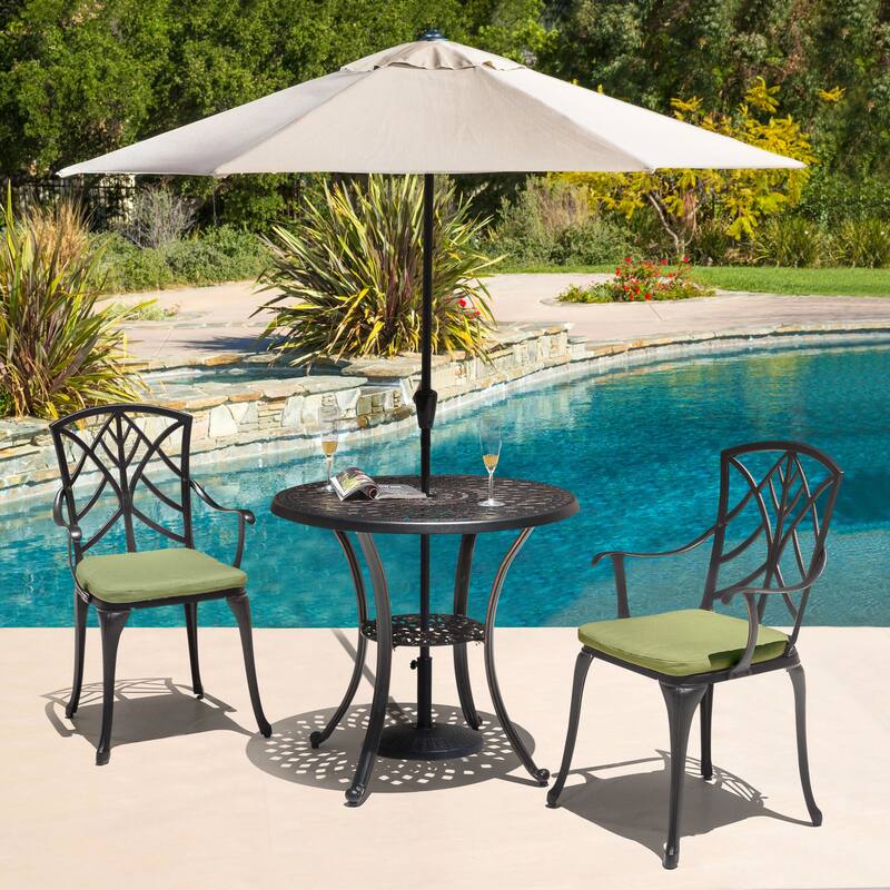 Outdoor 2-Pack 15'' x 16'' x 1.2'' Green Chair Seat Cushions with Straps