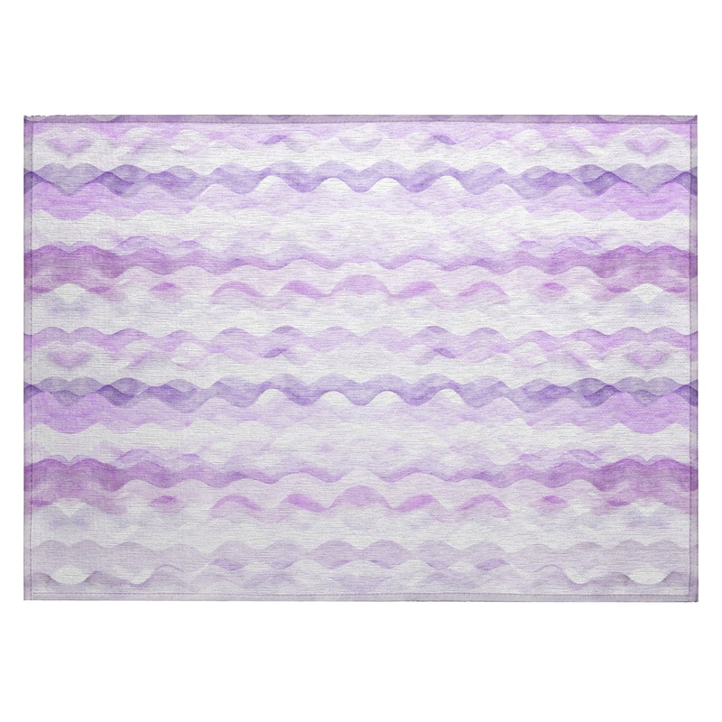 Indoor/ Outdoor Surfside Ombre Wave Washable Rug New - Purple - 1'8" x 2'6"