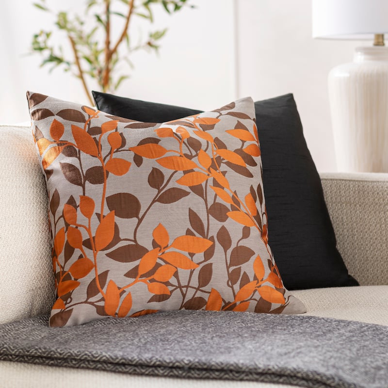 Artistic Weavers Decorative Skegness Rust 18-inch Leaves Throw Pillow Cover