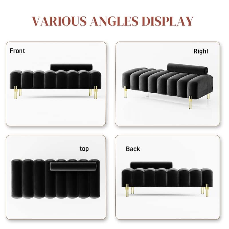 Ouyessir 52.2" Modern Channel Tufted Window Bench with Adjustable Back
