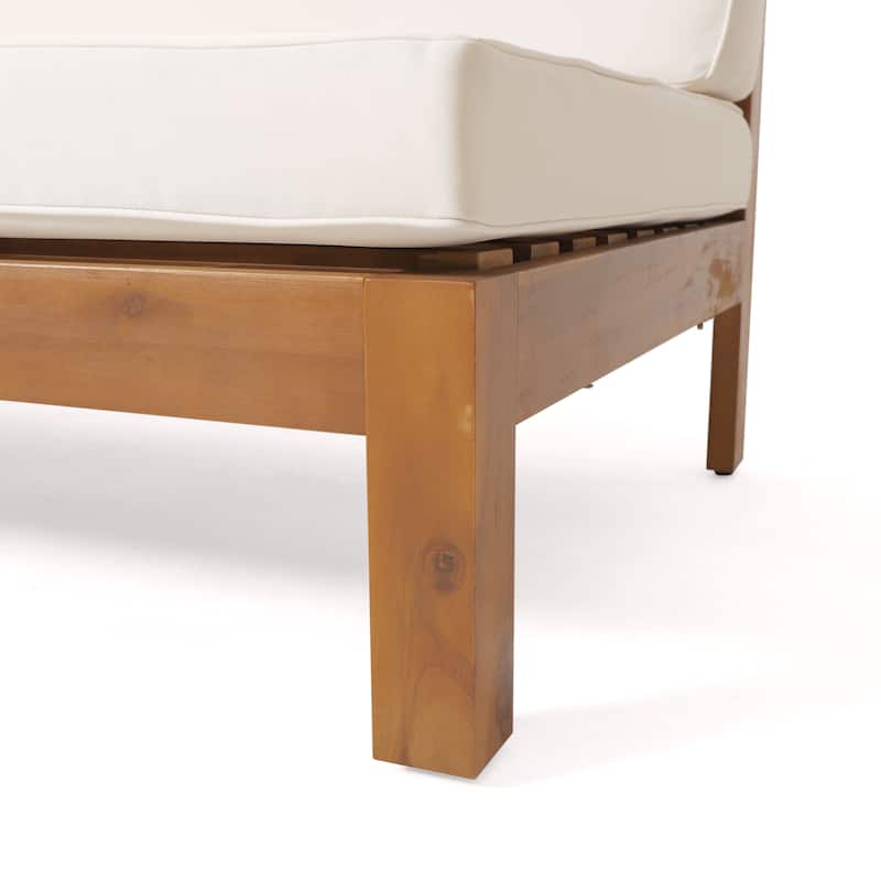 Roomfitters X-Back Corner Bench with Coffee Table, Outdoor Wooden Patio Sofa with Cushions for Garden or Porch