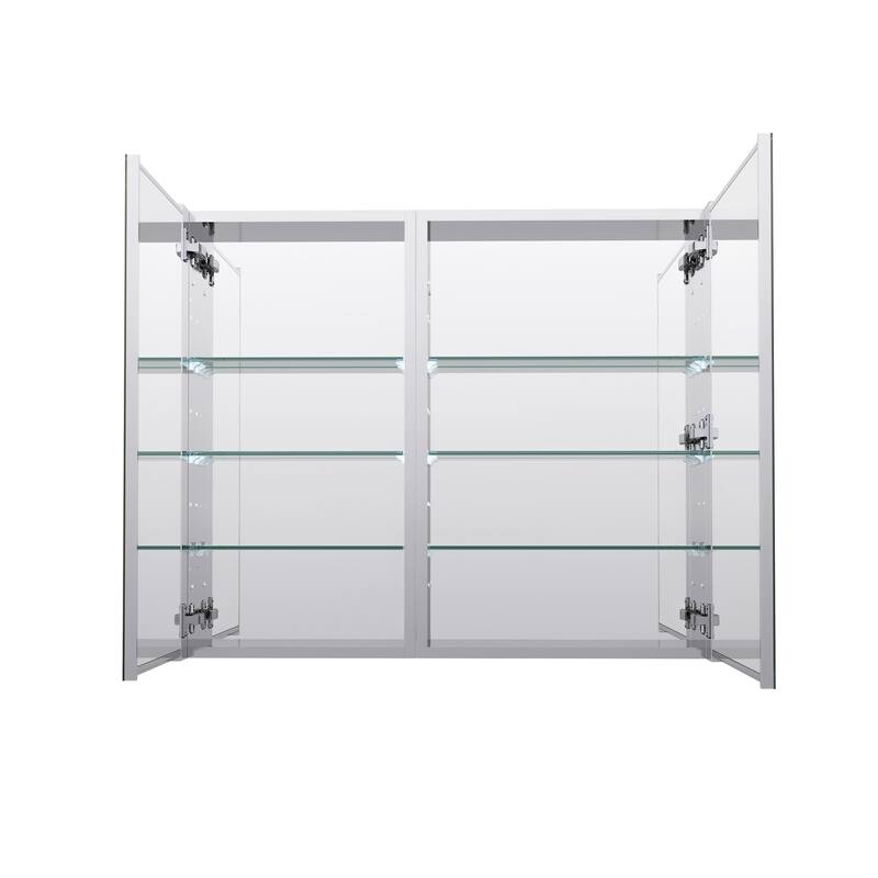 36''W X 30''H Recessed Or Surface Wall Mount Bathroom Medicine Cabinet With Adjustable Glass Shelves