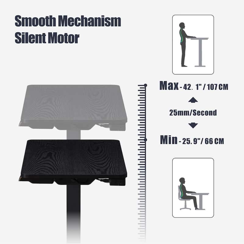 KOWO Electric Height Adjustable Side Table Soft Touch Bedside End Table with Quiet Motor, Modern Nightstand for Home & Office