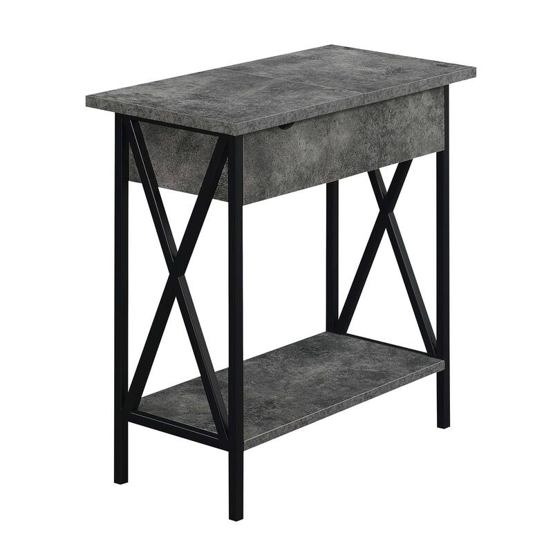 Convenience Concepts Tucson Flip Top End Table with Charging Station and Shelf