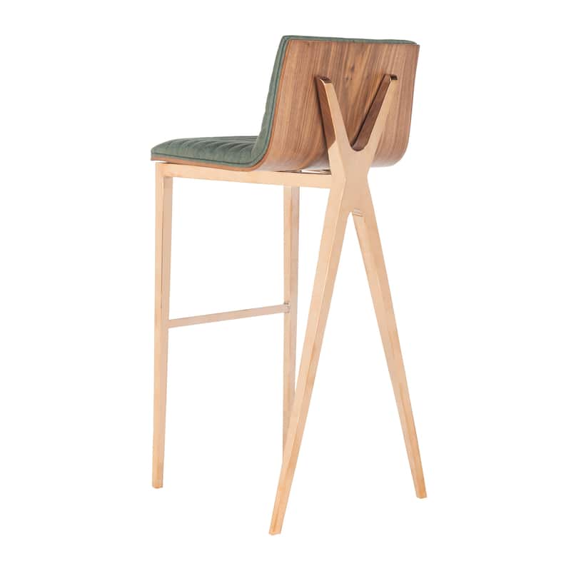 SAFAVIEH Barbla 28.3 Inch Ash Green/ Copper Bar Stool - 16.5" x 18" x 39" - 16.5" x 18" x 39" - 17Wx18Dx39H