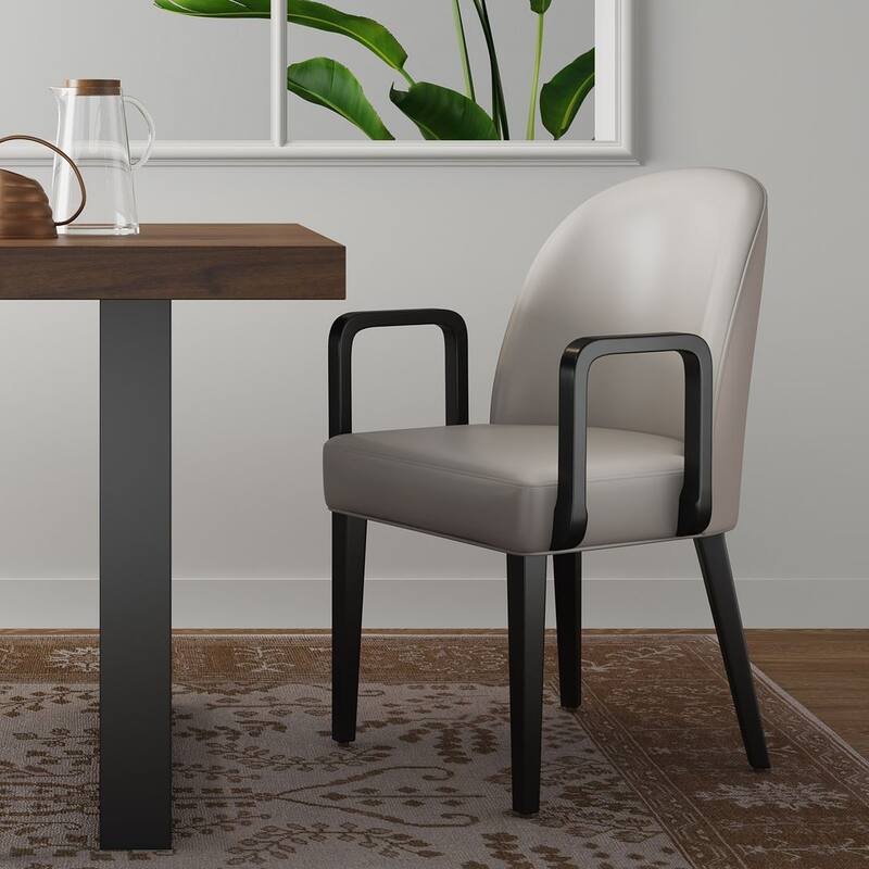 Manhattan Comfort Hillman Modern Leatherette and Velvet Upholstered Dining Arm Chair - Blue - Single