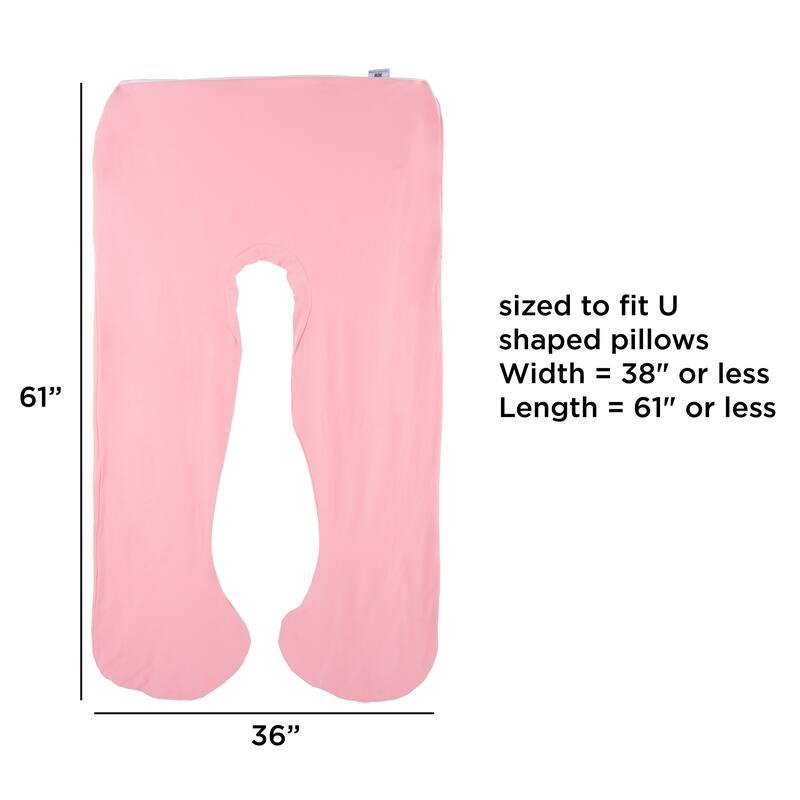 Full Body Pillow Cover- U-Shaped Soft Cotton Replacement Pillowcase by Lavish Home (Pink)
