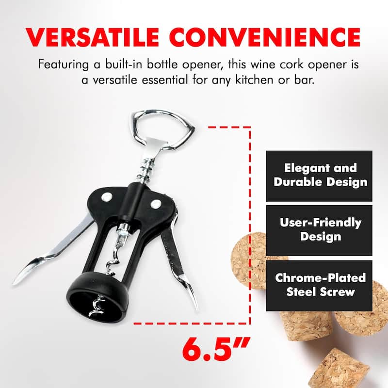 Chef Craft Chrome Winged Corkscrew Wine Bottle Opener