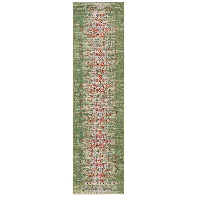 SAFAVIEH Monaco Stojana Boho Rug - 2'2" x 8' Runner - Sage/Rust