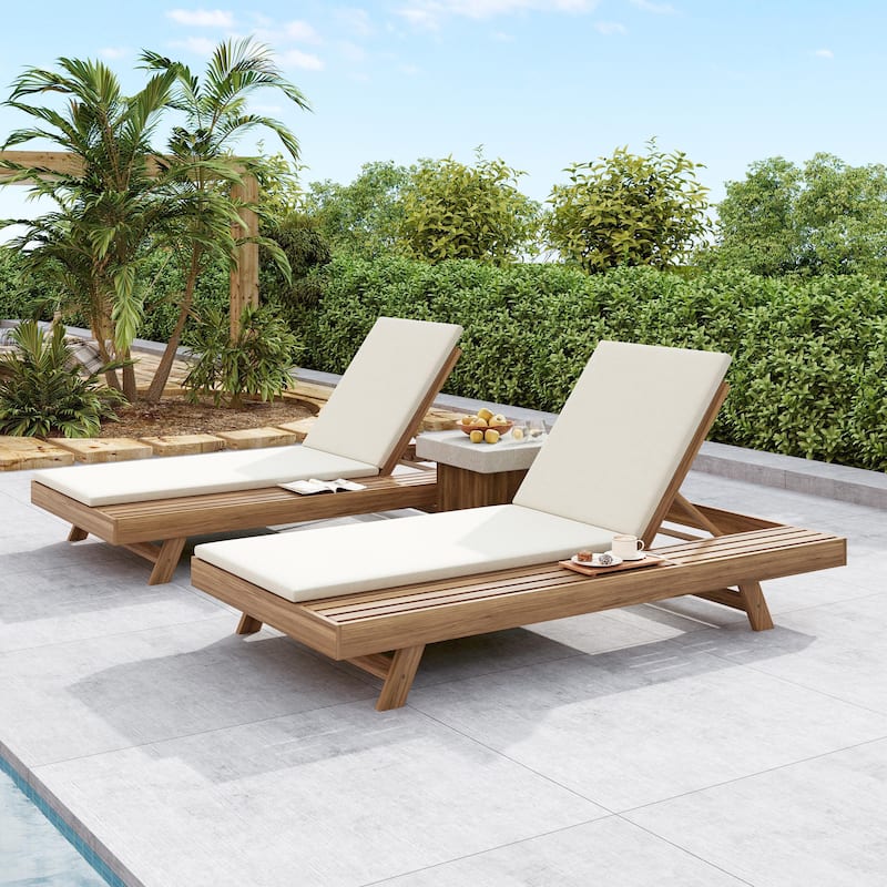 Christopher Knight Home - Maribel Modern Outdoor Acacia Wood 4-Position Adjustable Chaise Lounge with Water-Resistant Cushion