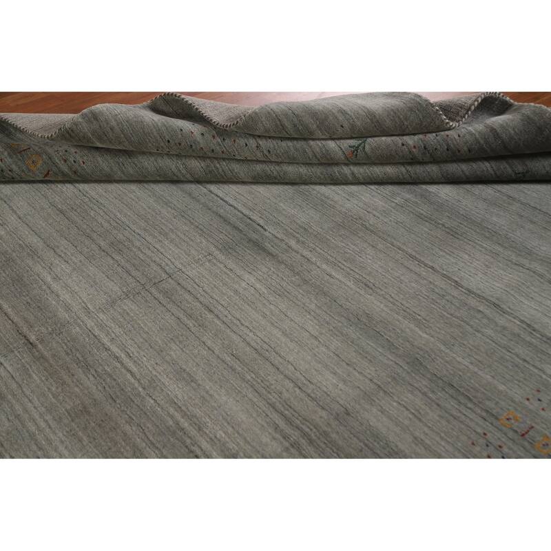 Grey Tribal Gabbeh Indian Area Rug Hand-Knotted Wool Carpet - 8'3"x 9'9"